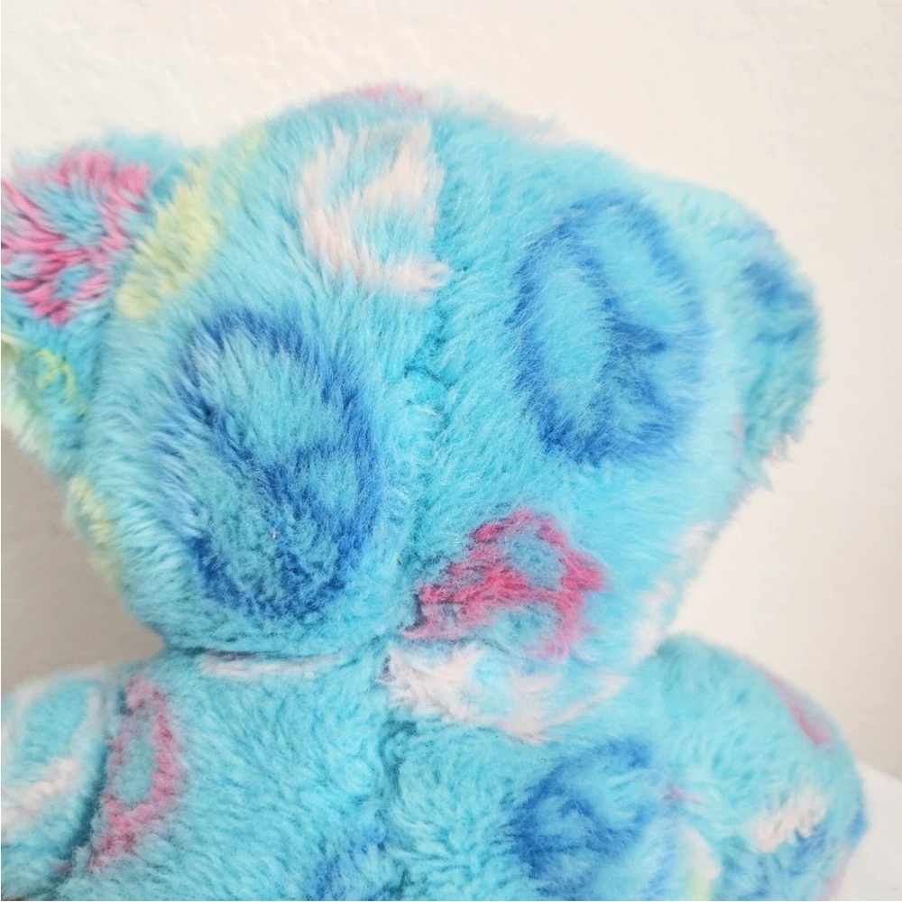 Build A Bear Workshop Peace Sign Teddy Bear Plush Stuffed Animal Blue Pink Paws - Picture 4 of 10